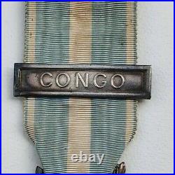 Médaille Coloniale, barrette à clapet en argent Congo