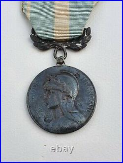 Médaille Coloniale, barrette à clapet en argent Iles de la Société