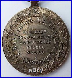 Médaille Expédition Du Mexique 1862-63 Argent Napoléon III Original 2° Empire