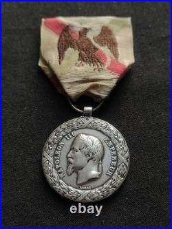 Médaille Expédition Mexique Second Empire Napoléon Argent, Ruban D'époque