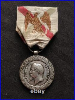 Médaille Expédition Mexique Second Empire Napoléon Argent, Ruban D'époque