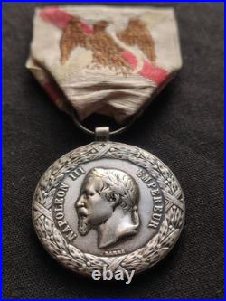 Médaille Expédition Mexique Second Empire Napoléon Argent, Ruban D'époque