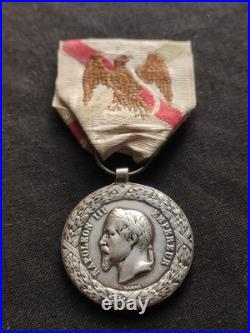 Médaille Expédition Mexique Second Empire Napoléon Argent, Ruban D'époque