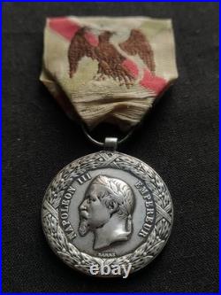 Médaille Expédition Mexique Second Empire Napoléon Argent, Ruban D'époque