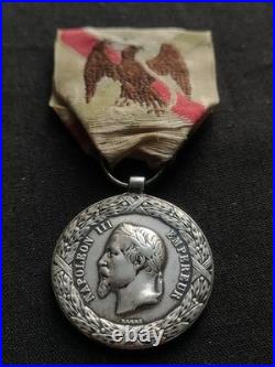 Médaille Expédition Mexique Second Empire Napoléon Argent, Ruban D'époque