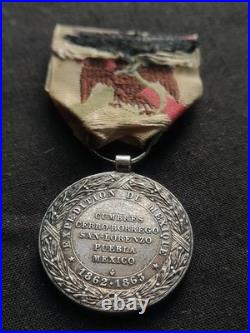 Médaille Expédition Mexique Second Empire Napoléon Argent, Ruban D'époque