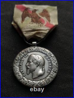 Médaille Expédition Mexique Second Empire Napoléon Argent, Ruban D'époque
