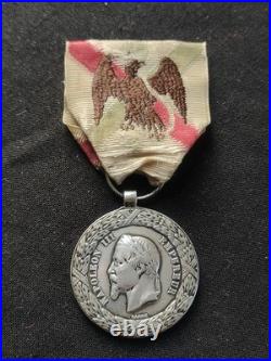 Médaille Expédition Mexique Second Empire Napoléon Argent, Ruban D'époque