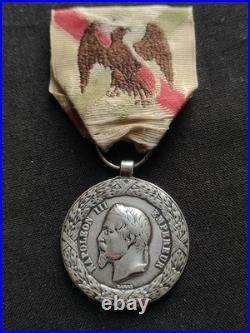 Médaille Expédition Mexique Second Empire Napoléon Argent, Ruban D'époque