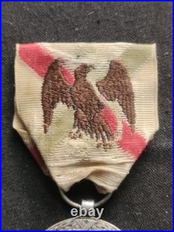 Médaille Expédition Mexique Second Empire Napoléon Argent, Ruban D'époque