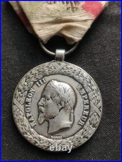 Médaille Expédition Mexique Second Empire Napoléon Argent, Ruban D'époque