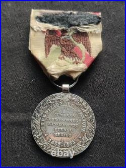 Médaille Expédition Mexique Second Empire Napoléon Argent, Ruban D'époque