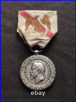 Médaille Expédition Mexique Second Empire Napoléon Argent, Ruban D'époque