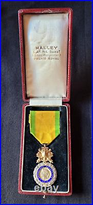 Médaille Militaire 1870 vermeil orfèvre trophée cuirasse écrin Halley Lagne