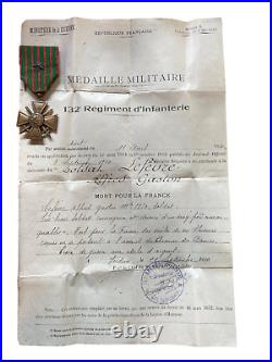 Médaille Militaire Mort Pour La France Croix Étoile Argent Lettre Guerre Ww1 2