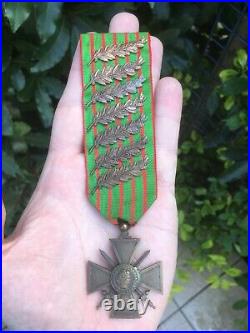 Médaille Militaria Croix de Guerre Multiples Citations Palmes Grande Guerre WW1