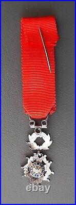 Médaille Miniature Luxe 3 brillants Chevalier Légion d'Honneur 5° Rép. Argent
