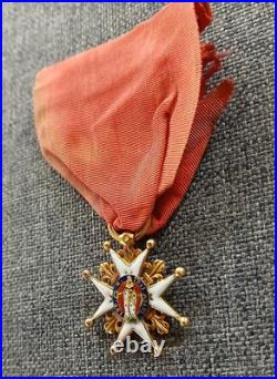 Médaille Ordre Saint Louis En Or Émigration-Louis XVIII Lys Empire Roi Napoléon