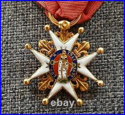 Médaille Ordre Saint Louis En Or Émigration-Louis XVIII Lys Empire Roi Napoléon