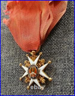 Médaille Ordre Saint Louis En Or Émigration-Louis XVIII Lys Empire Roi Napoléon