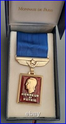 Médaille ancienne de l' AERONAUTIQUE 1945 bronze émail Monnaie de Paris ORIGINAL