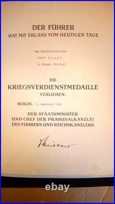 Médaille, broche, lettres de reconnaissance du gouvernement allemand