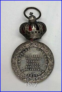 Medaille campagne 1859 italie a couronne Napoleon 3 argent monarchie de juillet