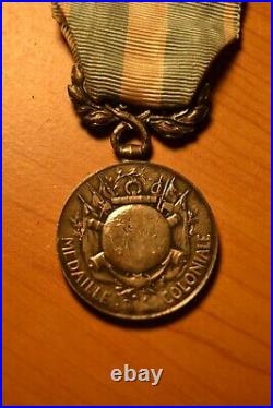 Médaille coloniale 1er type en argent barrette Cochinchine tonkin indochine 1884