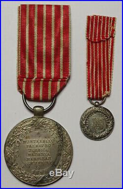 Médaille commémorative de la campagne d'Italie 1859, Napoleon 3. + miniature