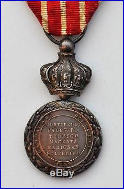 Médaille d'Italie, 1859, 1er type à couronne, rare variante Campagnes
