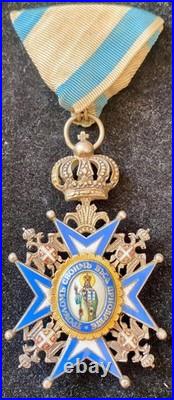Médaille de Chevalier de l'Ordre de Saint SAVA 1883 dit Saint Au Manteau Vert