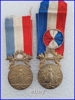 Médaille de courage et Dévouement, type de Coudray, vermeil, lot de 2 attribuées