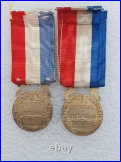 Médaille de courage et Dévouement, type de Coudray, vermeil, lot de 2 attribuées