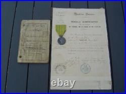 Médaille de l'expedition du tonkin, chine, annam + certificat et livret militaire