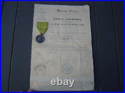 Médaille de l'expedition du tonkin, chine, annam + certificat et livret militaire