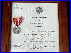 Médaille de la Campagne d'Italie 1859 +Diplôme. Fusilier 64°RI. Napoléon III°