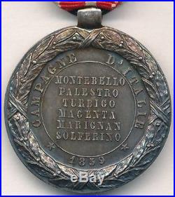 Médaille de la campagne dItalie 1859 signée SACRISTAIN. F