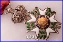 Médaille de luxe Croix Chevalier Légion d'Honneur 2° Empire or argent ORIGINAL