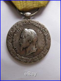 Médaille en Argent campagne de Chine 1860, Napoléon III, signature Barre