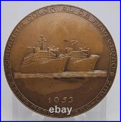 Médaille en bronze / Art Nu / Compagnie de navigation coloniale / Santa