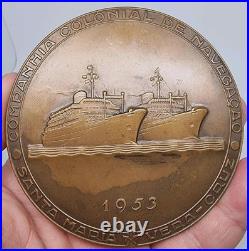 Médaille en bronze / Art Nu / Compagnie de navigation coloniale / Santa
