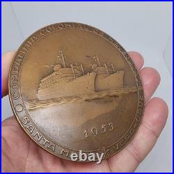 Médaille en bronze / Art Nu / Compagnie de navigation coloniale / Santa
