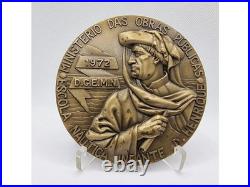 Médaille en bronze / Neptune & Sirène Mythologie Hippocampe Haut relief