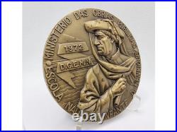 Médaille en bronze / Neptune & Sirène Mythologie Hippocampe Haut relief