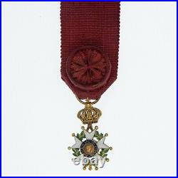 Médaille miniature d'officier de la légion d'honneur en or. Epoque Second Empire