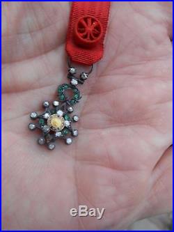 Miniature Officier LEGION D'HONNEUR /Diamants, émeraude, Rubis /Or, argent