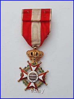 Monaco Ordre de St Charles, officier en or, légers manques d'émail, 40x63 mm