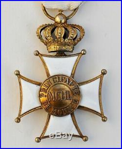 Monaco Ordre des Grimaldis, croix de chevalier en vermeil et émail