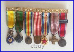 N°2 Ancienne Barrette Réduction De 7 medailles Militaire Medal Militaria