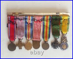 N°2 Ancienne Barrette Réduction De 7 medailles Militaire Medal Militaria